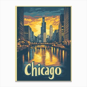 Aihrgdesign A Mid Century Modern Travel Poster For Chicago 4 Canvas Print