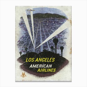 Vintage Travel Poster ― Los Angeles American Airlines Canvas Print