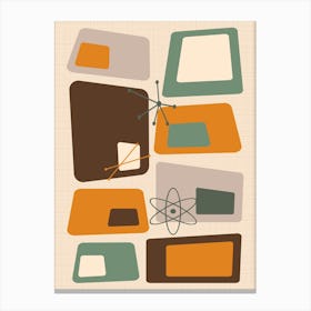 Mid Century Abstract Blocks 18 Chocolate, Green, and Orange Canvas Print