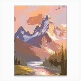 Sunset Mountain Painting Canvas Print