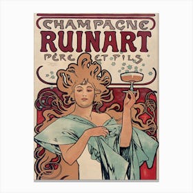 Champagne Ruinart Père Et Fils Poster, Alphonse Mucha Canvas Print