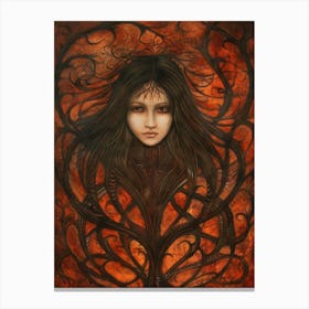 Woman In A Tree Canvas Print