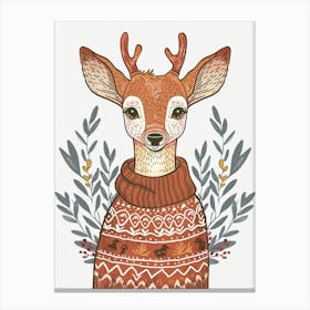 Deer In Sweater Canvas Print