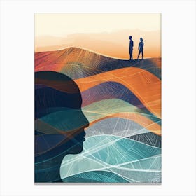 Silhouette Of A Man And Woman Canvas Print