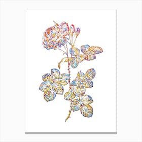 Stained Glass Damask Rose Mosaic Botanical Illustration on White n.0018 Canvas Print