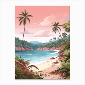 An Illustration In Pink Tones Of Pasir Panjang Beach Redang 3 Canvas Print