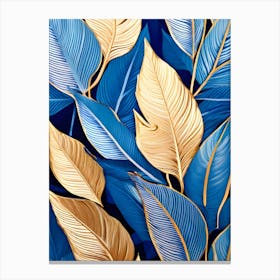 Blue And Gold Leaves Canvas Print