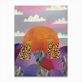 Cheetah Landscape At Sunrise Canvas Print