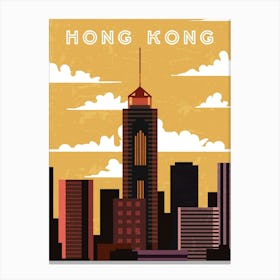 Hong Kong — Retro travel minimalist poster 1 Canvas Print