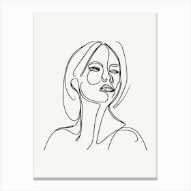 One Line Drawing Of A Woman Monoline Illustration Canvas Print