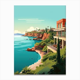 French Riviera, France, Flat Illustration 3 Canvas Print
