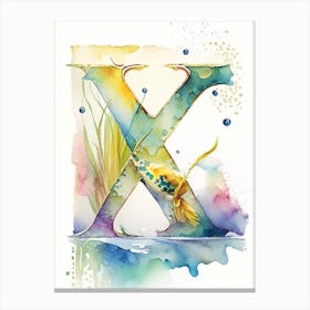 X  Letter, Alphabet Storybook Watercolour 1 Canvas Print