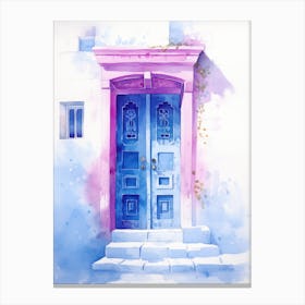 Watercolor Blue Door Canvas Print