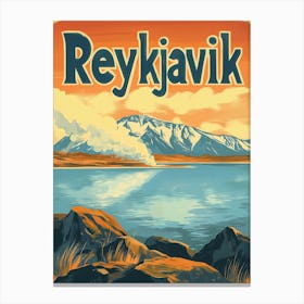 Aihrgdesign A Retro Travel Poster For Reykjavik 1 Canvas Print