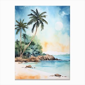 Watercolour Of Anse Cocos   La Digue Seychelles 2 Canvas Print