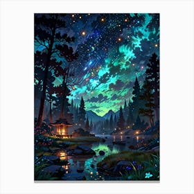 Night Sky Over A Lake Canvas Print