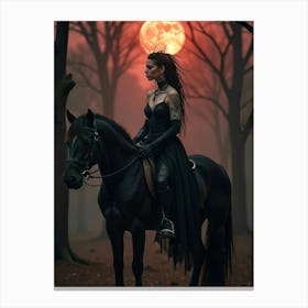 Gothic Woman On Horseback Canvas Print