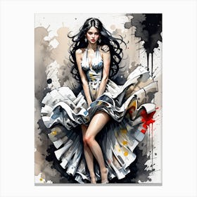 Girl In A White Dress Canvas Print