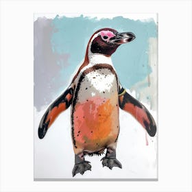 Galapagos Penguin Cuverville Island Colour Block Painting 4 Canvas Print