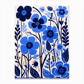Blue Flower Illustration Flax Flower 2 Canvas Print