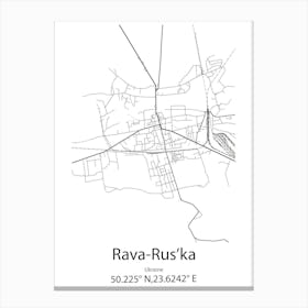 Rava Rus Ka,Ukraine Minimalist Map Canvas Print