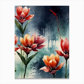 Watercolor Tulips Canvas Print