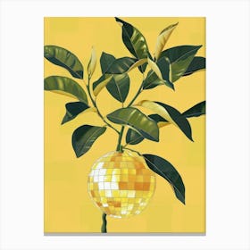 Disco Ball Orange Tree Yellow Green Mosaic Painting Kitchen Canvas Print