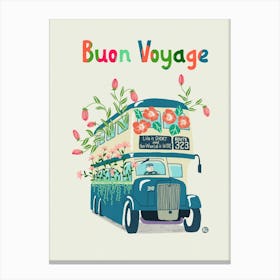 Flowery Double Decker Bus Canvas Print