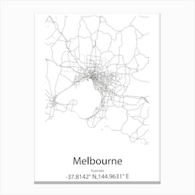 Melbourne,Australia Minimalist Map Canvas Print