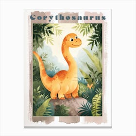 Cute Cartoon Corythosaurus Dinosaur Poster Canvas Print