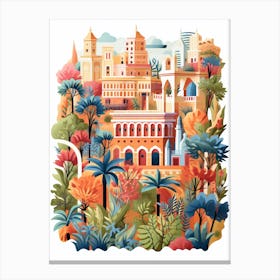 Gardens Of Alhambra Spain Modern Illustration 2 Canvas Print