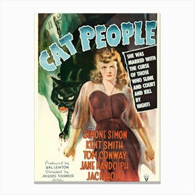 Vintage Cat People Poster 1942 Theatrical Film Release Canvas Print