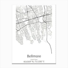 Bellmore,United States Minimalist Map Canvas Print