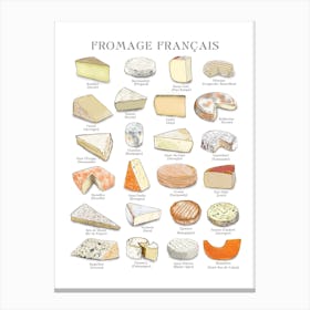 Fromage Francais French Cheese Chart Canvas Print