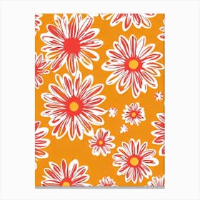 Daisy Floral Print Warm Tones 1 Flower Canvas Print