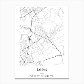 Leers,France Minimalist Map Canvas Print