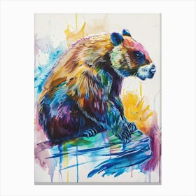 Beaver Colourful Watercolour 1 Canvas Print