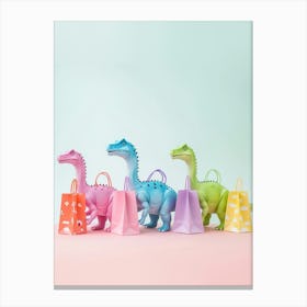 Toy Dinosaur With Shipping Bags Canvas Print