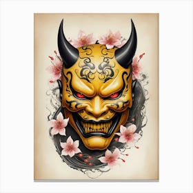 Floral Irezumi The Traditional Japanese Tattoo Hannya Mask (36) Canvas Print
