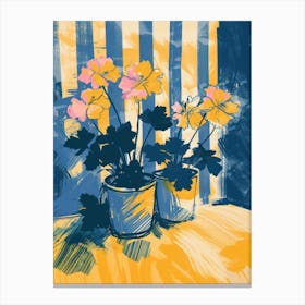 Geranium Flowers On A Table   Contemporary Illustration 3 Canvas Print