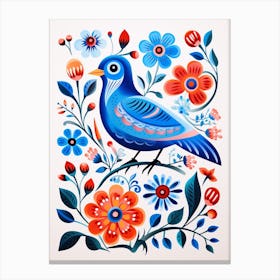 Scandinavian Bird Illustration Bluebird 2 Canvas Print
