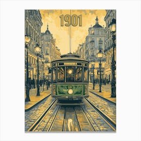 Aihrgdesign A Vintage Travel Poster Of An Electric Tram Glidi Ff8bbaa9 1d73 44fa 9340 1349237a6944 3 Canvas Print