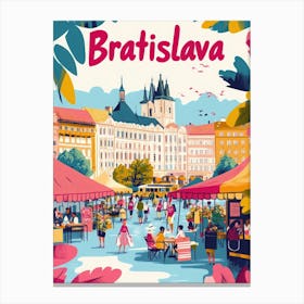 Aihrgdesign A 1970s Inspired Travel Poster For Bratislava 3 Canvas Print