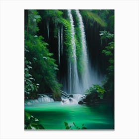 Erawan Falls, Thailand Peaceful Oil Art  Canvas Print