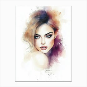 Watercolor Portrait Of A Woman Canvas Print