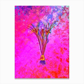 Cloth of Gold Crocus Botanical in Acid Neon Pink Green and Blue Canvas Print