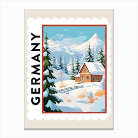 Retro Winter Stamp Poster Bavaria Germany 2 Canvas Print