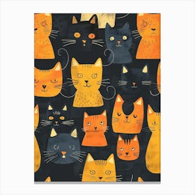 Repeatable Artwork With Cute Cat Faces 13 Canvas Print