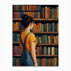 Girl In The Library Canvas Print