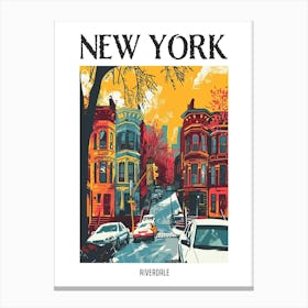 Riverdale New York Colourful Silkscreen Illustration 2 Poster Canvas Print